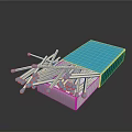 Open Blue Matchbox With Scattered Wooden Matches Blue Tips On Dark Surface