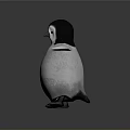Cute Black And White Penguin Plush Toy With Outstretched Wings Standing On Gray Background