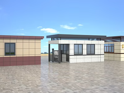 Construction Site With Temporary Buildings Entrance Gate And Modern Facilities 3d model
