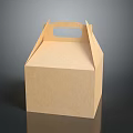 Light Brown Kraft Paper Storage Box With Handle For Home Organization 3d model