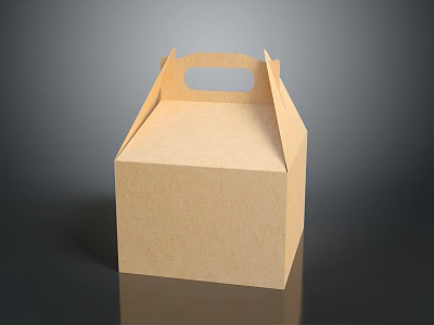Light Brown Kraft Paper Storage Box With Handle For Home Organization 3d model