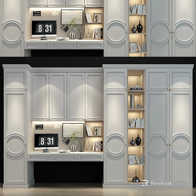 Modern White Chest of Drawers With Decorative Items And Shelves Design 3d model 