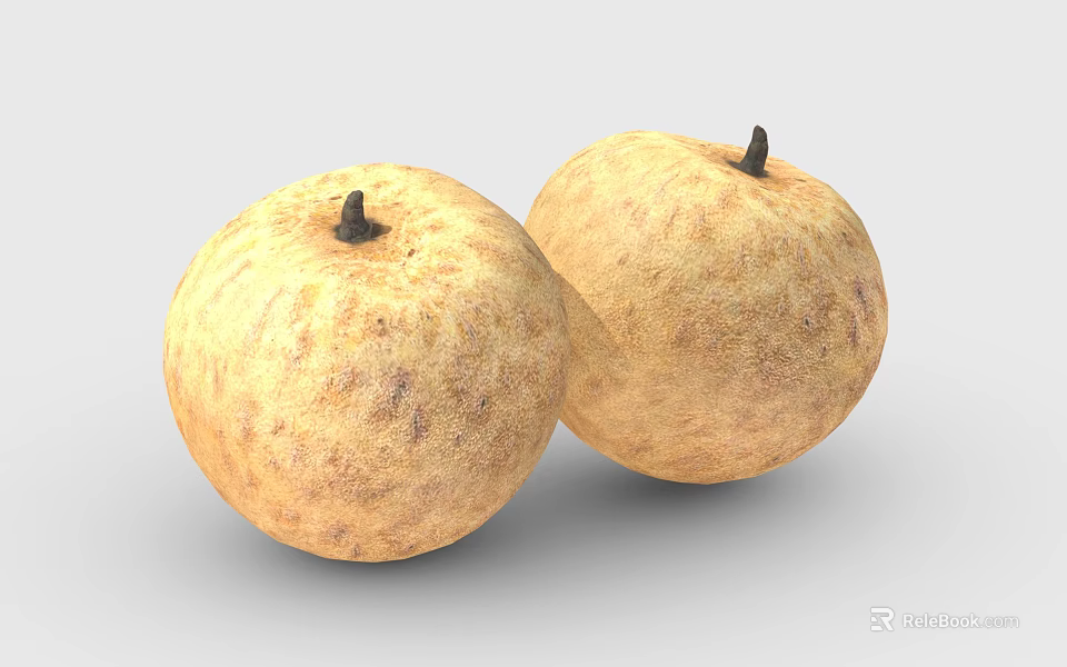 Two Juicy Fresh Ripe Guavas With Rough Yellow Skin On White Background 3d model 