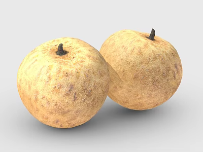 Two Juicy Fresh Ripe Guavas With Rough Yellow Skin On White Background 3d model