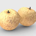 Two Juicy Fresh Ripe Guavas With Rough Yellow Skin On White Background