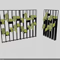 Vertical Garden Decor Screen with Black Metal Frames and Green Plants in Planters