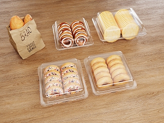 Bread Combination Pastry Transparent Plastic Packaging Box Biscuits 3d model