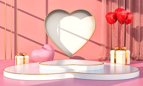 Valentine's Day pink romantic love booth decoration beautiful Chen 3d model