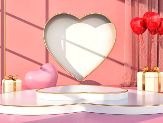 Valentine's Day pink romantic love booth decoration beautiful Chen 3d model