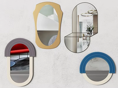 Various Shaped Decorative Mirrors With Colorful Frames For Interior Wall Decoration 3d model