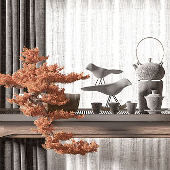 New Chinese Tea Set Ornaments Combination 3d model