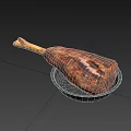 Juicy Lamb Roasted Leg Served on Black Plate with Dark Background