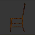 Classic Brown Wooden Chair With Slatted Back Smooth Seat And Straight Legs