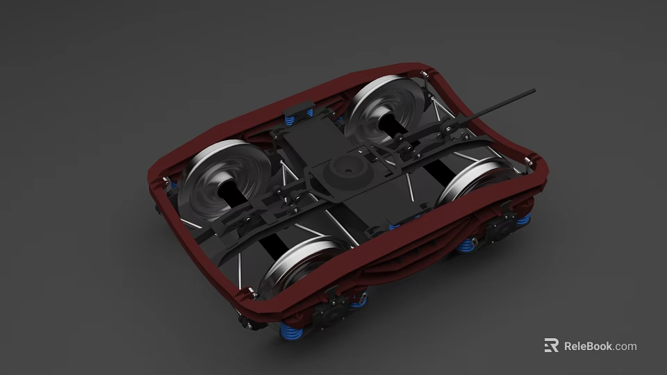 High Performance Industrial Equipment With Red Casing Black Chassis And Metallic Rollers Mechanical Structure 3d model