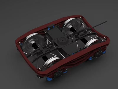 High Performance Industrial Equipment With Red Casing Black Chassis And Metallic Rollers Mechanical Structure 3d model