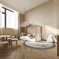 Cozy Kids Room Interior Design With Tent Bed Table Chairs Round Rug And Toys