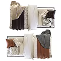 Cozy Single Bed Designs With Gray Brown Frames Bedding Pillows And Blankets 3d model