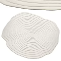 Unique Irregular Shaped Rug With Layered Lines Design