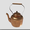 Vintage Copper Kettle With Wooden Handle Classic Design Hammered Texture And Spout