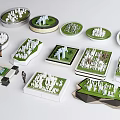 Commercial Architectural Model Equipment With Various Shapes White Buildings And Green Bases