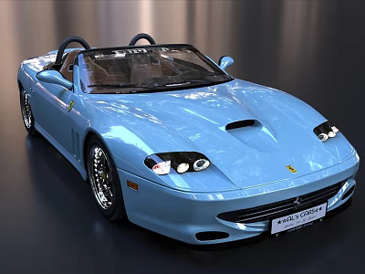 Blue Convertible Sports Car With Shiny Body Open Top Sleek Front And Alloy Wheels 3d model