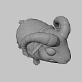 Cute 3D Model Sheep With Yellow Horns White Wool And Brown Collar
