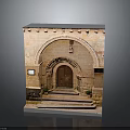 Traditional Stone Building Entrance With Arched Doorway Wooden Door Steps And Flower Pots