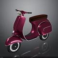 Pink Vintage Scooter Motorcycle With Red Seat Shiny Body And Floor Reflection