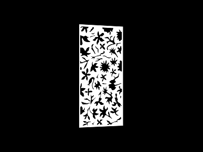 White Decorative Room Divider With Laser Cut Floral And Leaf Patterns 3d model