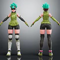 Green Haired Fantasy Character and Mythical Creature 3D Model Front Back View Design 3d model