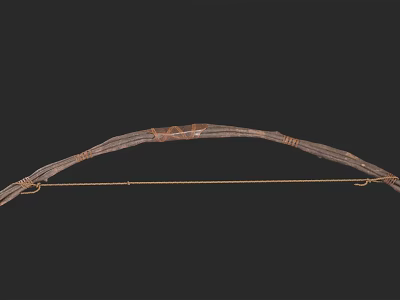 Traditional Wooden Bow Weapon With Handcrafted Design And String Details 3d model