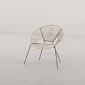 Modern Minimalist Wicker Lounge Chair With Metal Legs In Natural Tone Isolated On Neutral Background