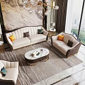 Luxury Modern Sofa And Coffee Table Set With Decorative Pillows Marble Top And Metal Frame