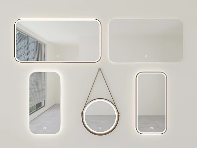 Decorative Wall Mirrors With LED Lighting In Various Shapes For Modern Home Decor 3d model
