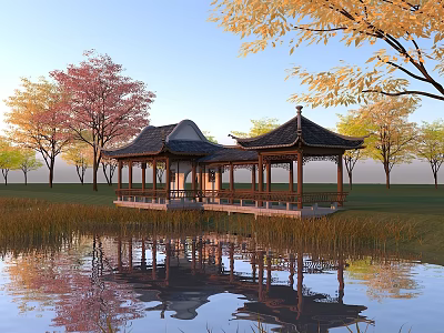 Chinese-style porch rack pavilion light water porch rack 3d model