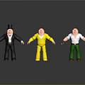 Three Cartoon Characters In Different Outfits With Black Suit Yellow Suit And Green Pants
