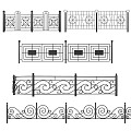 Decorative Metal Fence Designs with Circular Patterns Wavy Lines and Square Motifs and Ornate Posts