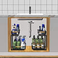 Multi Layer Metal Under Sink Organizer Shelf for Kitchen Cleaning Supplies and Toiletries Storage