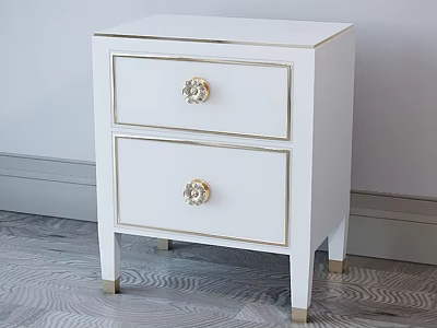 Elegant White Chest of Drawers with Gold Accents and Decorative Handles 3d model