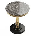 Elegant Luxury Side Table With Marble Top And Gold Carved Metal Base
