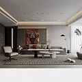 Modern Living Room With Large TV Fireplace White Coffee Table Green Plant And Wooden Accents