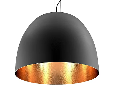 Modern Black Pendant Light with Copper Inner Shade and Modern Hanging Design for Interior 3d model