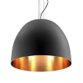 Modern Black Pendant Light with Copper Inner Shade and Modern Hanging Design for Interior