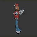 Game Movie Character Robot With Red Body Blue Legs Red Bow Silver Arms And Wings