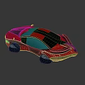 Futuristic Red Blue Car Design With Streamlined Body Transparent Roof And Illuminated Wheels