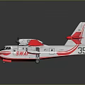Red and White Twin Propeller Airplane with EAA Logo on Fuselage and Red Wing Tips