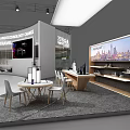 NOVAT Green Energy Auto Show Exhibition Booth With Curved Roof Lighting And White Car