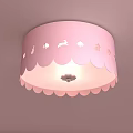 Pink Scalloped Edge Ceiling Light With Cutout Rabbit And Heart Patterns 3d model