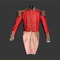 Red Military Jacket With Gold Buttons Epaulets And White Formal Pants