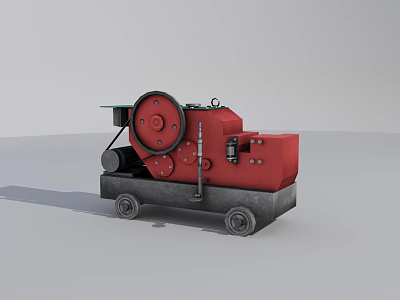 Red Mobile Industrial Cutting Equipment With Sturdy Base And Mechanical Wheels 3d model